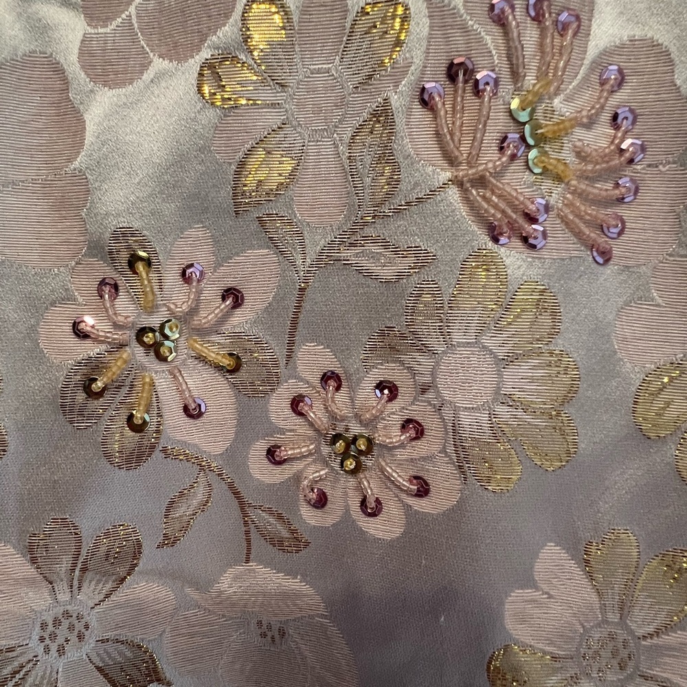 Banana Republic Pink Gold Metallic Silk Brocade Floral Pencil Skirt - Picture 5 of 13